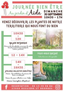 Affiche de la journée bien-être au Jardin d'Aida