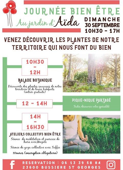 Affiche de la journée bien-être au Jardin d'Aida