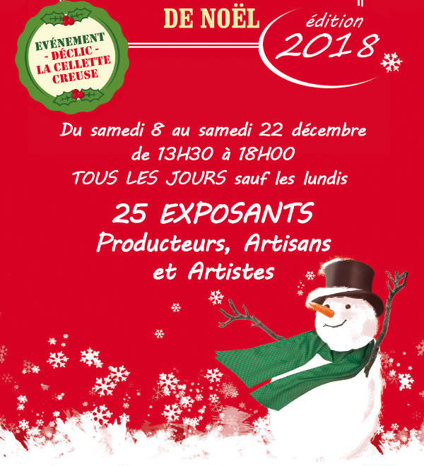 Affiche 2018 de la boutique éphémère de Noël à la Cellette